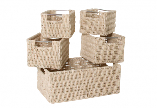 Regalkorb rechteckig Maisblatt auf Metallrahmen geflochten S/5