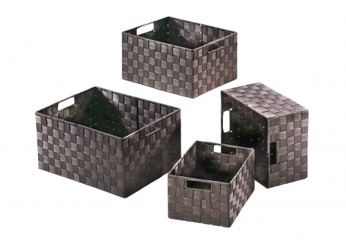 Regalkorb eckig braun aus Nylon auf Metallrahmen geflochten S/4