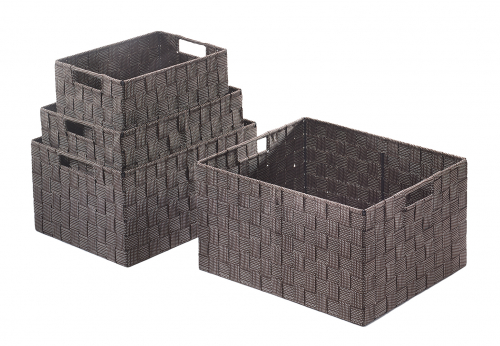 Regalkorb aus Nylon rechteckige Form in der Farbe brown sugar S/4