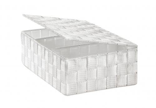 Regalkorb mit Deckel Nylon auf Metallrahmen geflochten wei�