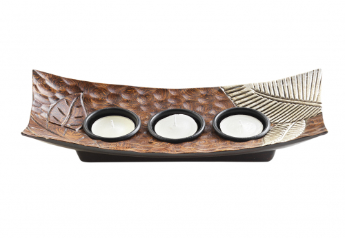 Kerzenhalter braun mit drei Teelichtern