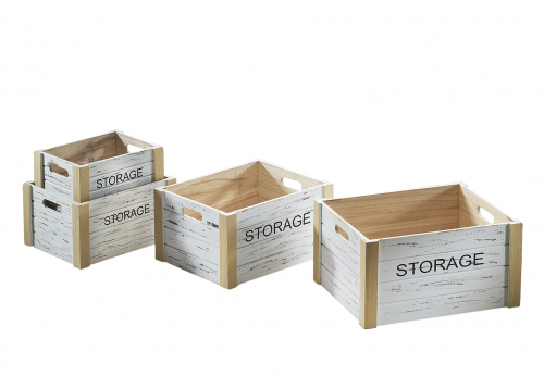 Storage-Kiste aus Holz rechteckig wei� S/4
