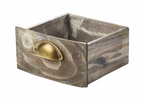 Schublade zum Bepflanzen flach aus Holz mit Folie ausgeschlagen