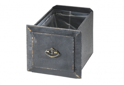 Schublade zum Bepflanzen aus Holz antique black mit Folie ausgeschlagen