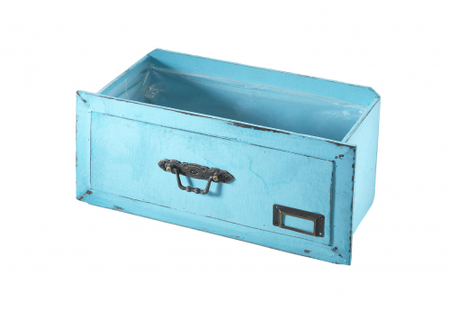 Schublade zum Bepflanzen aus Holz t�rkis mit Folie ausgeschlagen