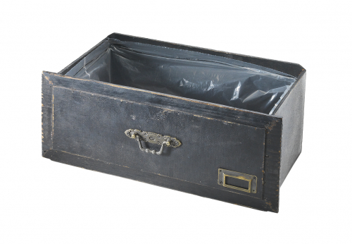 Schublade zum Bepflanzen aus Holz dantique black mit Folie ausgeschlagen