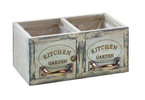 Schublade zum Beplfanzen aus Holz mit Folie ausgeschlagen zweigeteilt