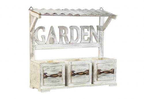 Blumenbank mit 3 Pflanzschubladen und einem Blechdach