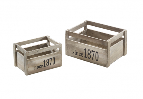 Holzkiste Weinkiste Holzkiste grey washed 1870 rechteckig S/2