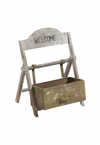 Blumenbank Welcome bepflanzbar aus Holz mit Metallkasten