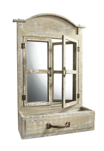 Deko-Fenster mit Spiegel bepflanzbar 1 Gef�� mit Folie ausgeschlagen