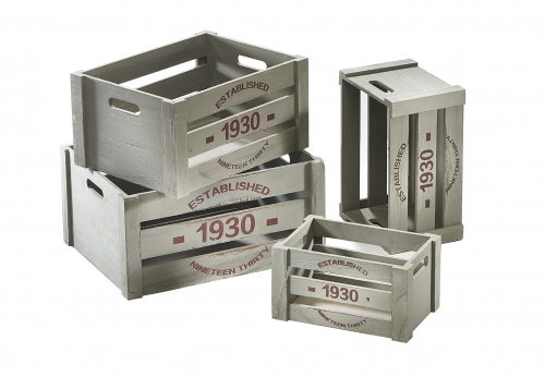 Holzkiste white washed S/4