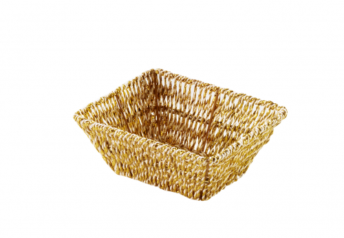 Dekoschale eckig aus Foliengeflecht auf Metallger�st in weiss und gold