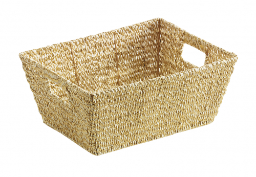 Dekoschale rechteckig aus Foliengeflecht auf Metallger�st in weiss und gold