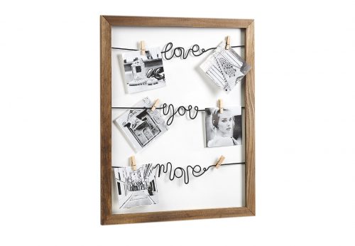 Bilderrahmen Bilderhalter LOVE YOU MORE mit Leinen und Klammern