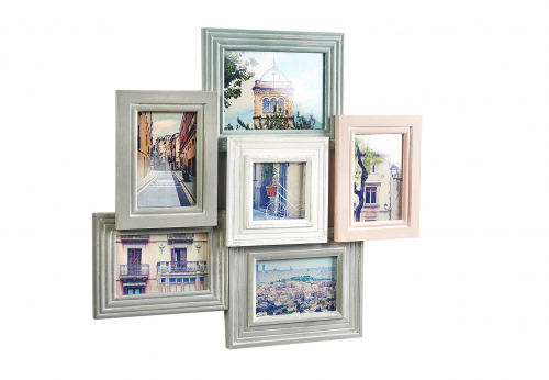 Bilderrahmen Bilderhalter Collage PASTELL f�r 6 Bilder