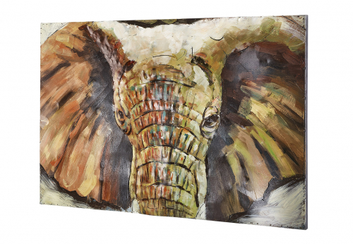 Metallbild 3D rechteckig ELEPHANT als 3D Relief
