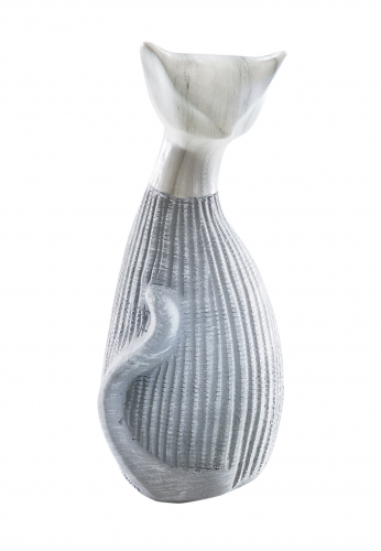 Deko-Katze aus Keramik in grau-wei�