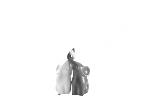 verliebte Elefanten Set H�he 15 cm grau-wei� Keramik