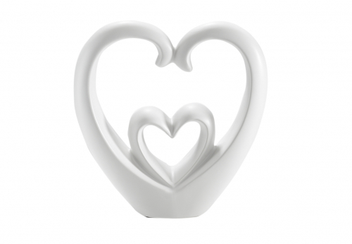 Dekofigur 2 Herzen 25 cm Keramik matt-wei�