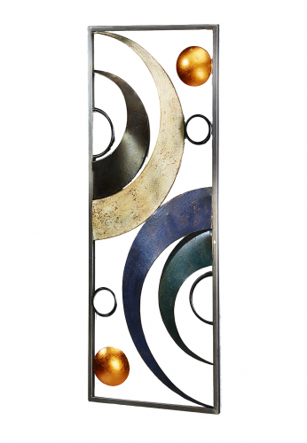 Wanddekoration aus Metall mit Halbkreisen Silber und Grau