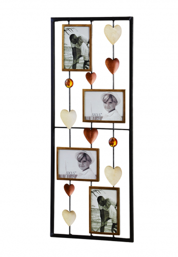 Wanddekoration aus Metall mit Herzen und 4 Bilderhalter/rahmen