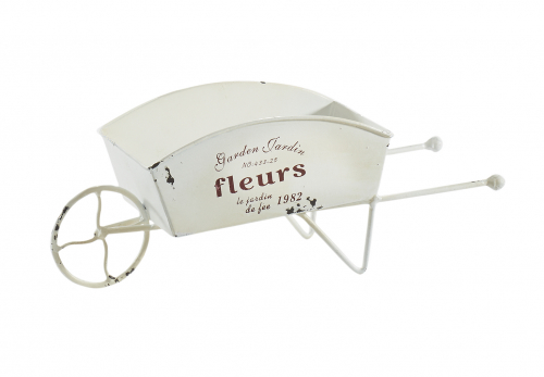 Pflanzenst�nder SCHUBKARRE antikwei� aus Metall