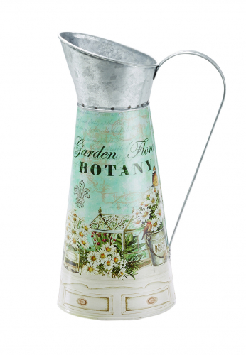 Deko-Krug aus Metall m. Blumendekor