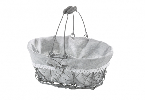 Drahtkorb oval Klappb�gel Textil grau