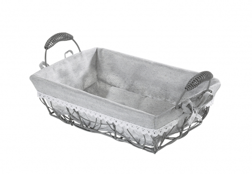 Drahtschale eckig 30x20x8 cm grau Textil