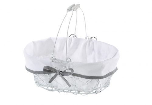 Drahkorb oval wei� Klappb�gel Textil