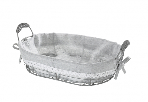 Drahtschale oval 35x25x8 cm grau Textil