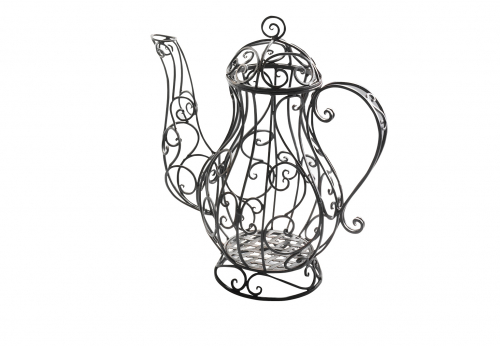 Deko-Kaffeekanne aus Metall f�r Pflanzen