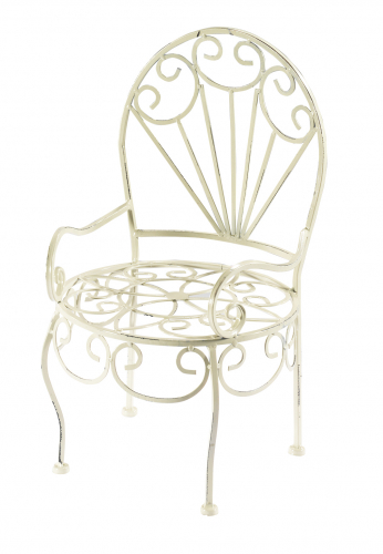 Deko-Stuhl f�r Pflanzen wei� aus Metall, Farbe antique wei�
