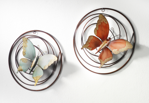 Wanddeko Schmetterling Metall 2-fach