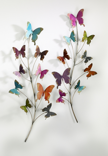 Wanddekoration Schmetterlinge bunt aus Metall 2-fach sortiert