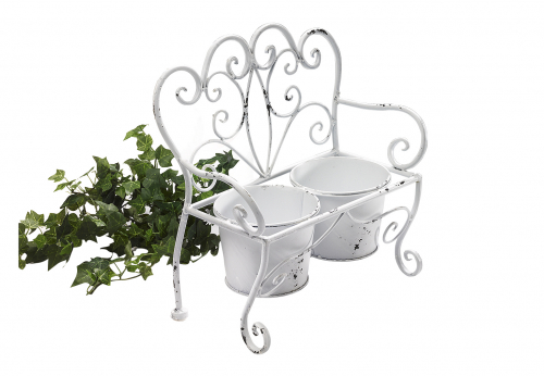 Pflanzenst�nder Bank aus Metall mit zwei T�pfchen zum Bepflanzen