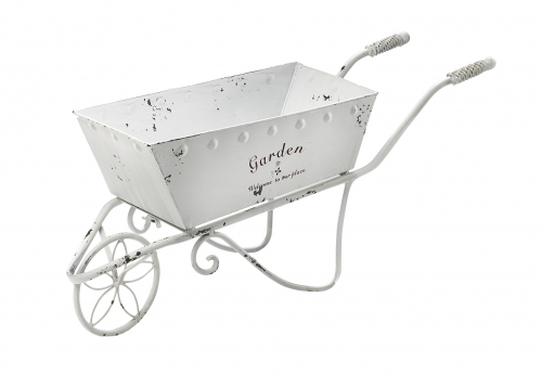 Pflanzgef�� Schubkarre Metall wei�