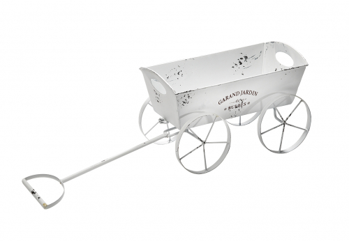 Pflanzgef�� Leiterwagen Metall wei�