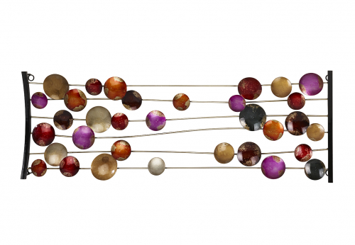 Wandbild aus Metall mit Kreisen in Rott�nen