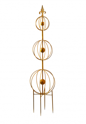 Rankhilfe aus Metall rund  mit 3 Kugeln Naturrost