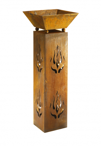 Dekos�ule mit Schale 33x33x89 cm Rostoptik aus Metall