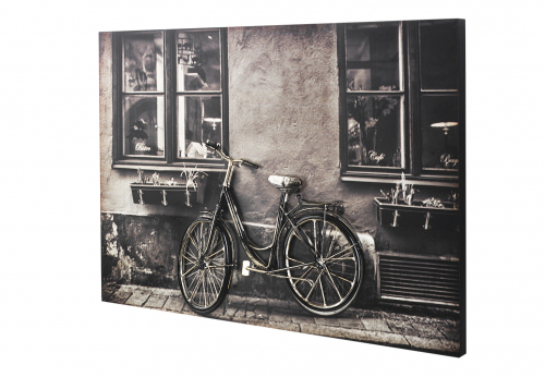 Wandbild aus Holz/Metall 3D Fahrrad Graut�ne quer rechteckig