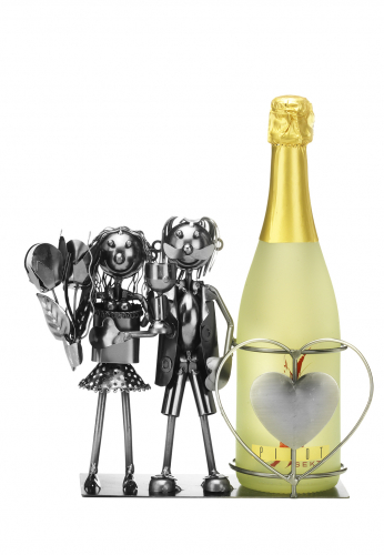 Flaschenhalter Metall Brautpaar stehend ohne Flasche