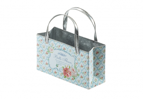 Deko-Pflanztasche aus Metall mit Dekor FLEURS