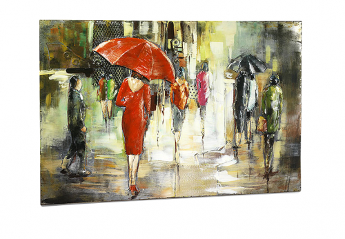 Metallbild 3D rechteckig quer mit einem Stra�enmilieu als 3D Relief NEU