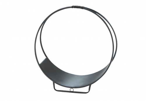 Holztrage DISC aus Metall schwarz lackiert mit Auffangblech