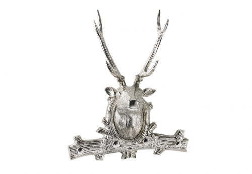 Garderobe HIRSCH aus Metall mit 4 Haken zum Aufh�ngen ohne Deko