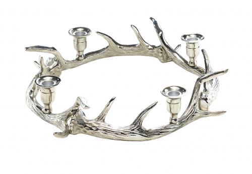 Kerzenst�nder HIRSCH Kranz rund aus Metall f�r 4 Kerzen ohne Deko