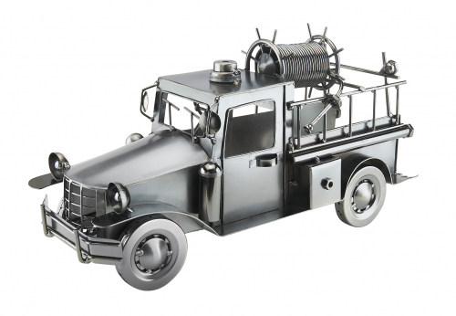 Flaschenhalter aus Metall Feuerwehrauto ohne Flasche